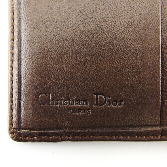 DIOR Bi -fold Wallet Logo Plate Leather Authentic - Picture 9 of 10